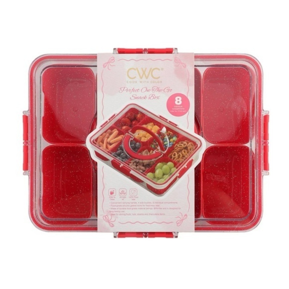 Cook nwt With Color Sparkle Snack Box Food Storage Container Red